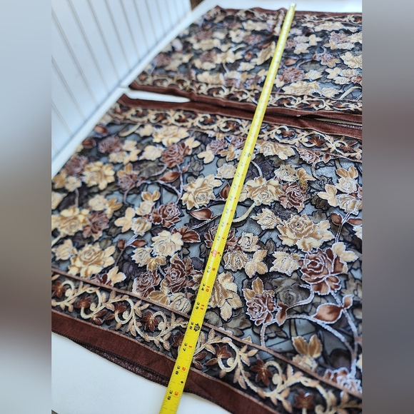 Women's Multi-Way Poncho Topper Scarf  Fringe Brown Tan Floral Rose Metallic OS - Picture 11 of 13